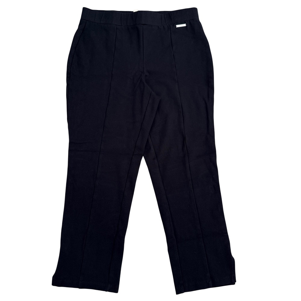 Michael Kors Pintuck Trousers Womens Large Black Pull On Straight Leg Pants
